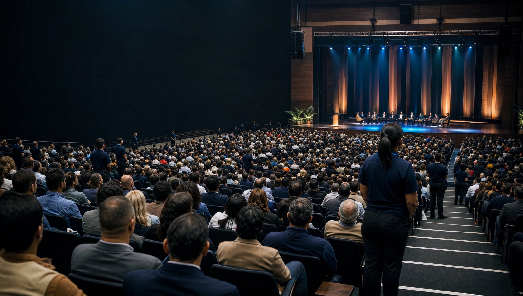 Auditorio lleno durante un evento institucional de gran formato