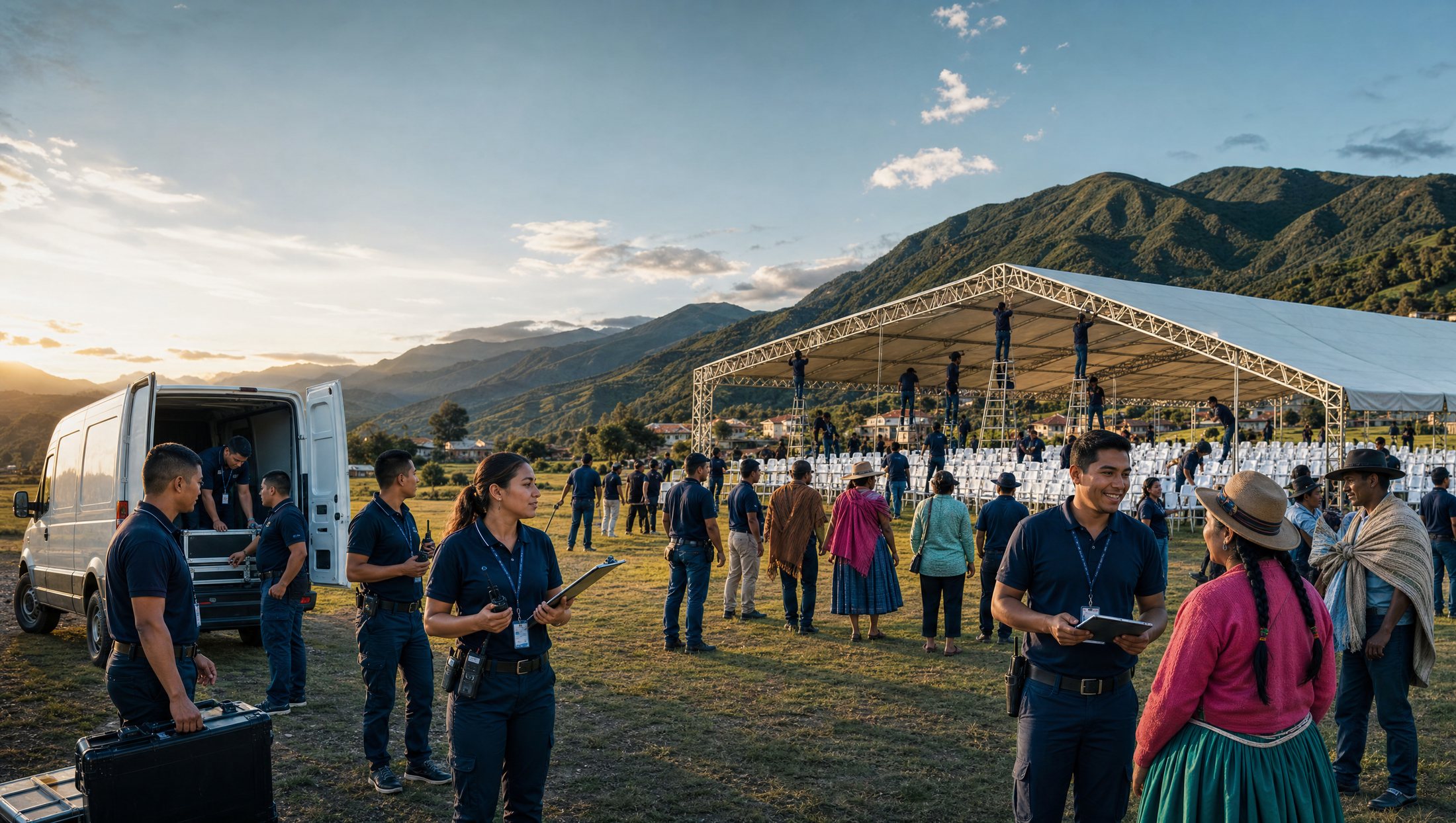 Equipo de Logistics JS desplegando la logística de un evento comunitario en Colombia